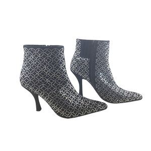 Jeffrey Campbell Brillo Rhinestone Booties Stiletto Heel Ankle Boots Zip Black